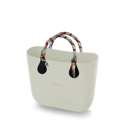 alça de mão para bolsa customizável b.uniq modelos b.super e b.smart preta com lenço cobre, azul e creme