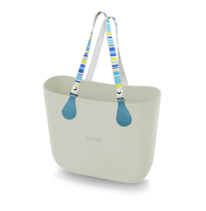 alça de ombro listrada azul com anel de metal para bolsa customizável b.uniq modelos b.super e b.smart