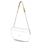 alça de ombro de corrente e corino para bolsa customizável b.uniq modelo b.cool na cor caramelo