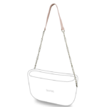 alça de ombro de corrente e corino para bolsa customizável b.uniq modelo b.cool na cor rosa