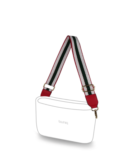 alça ajustável verde, vermelha e branca para bolsa customizável b.uniq modelo b.lovely