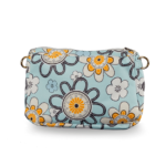 recheio para bolsa customizável b.uniq modelo b.lovely na cor azul com estampa de flores laranja