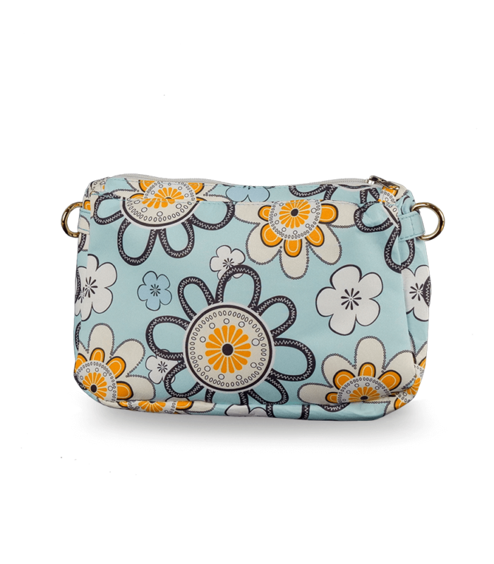 recheio para bolsa customizável b.uniq modelo b.lovely na cor azul com estampa de flores laranja
