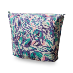 recheio para bolsa customizável b.uniq modelo b.super com estampa de flores roxas e verdes