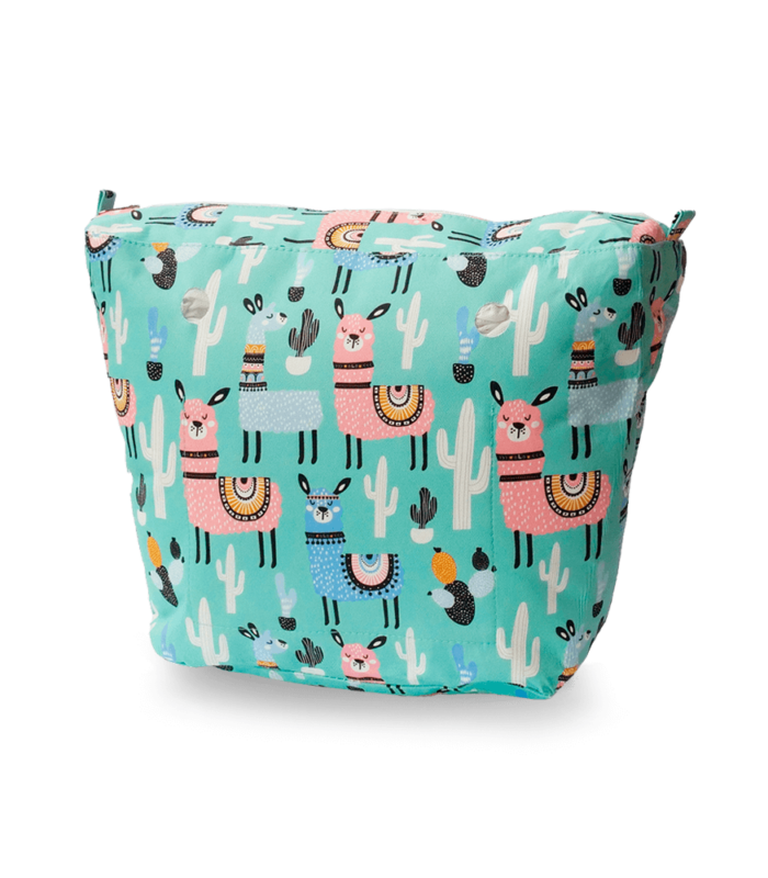 recheio para bolsa customizável b.uniq modelo b.super na cor azul com estampa de lhamas