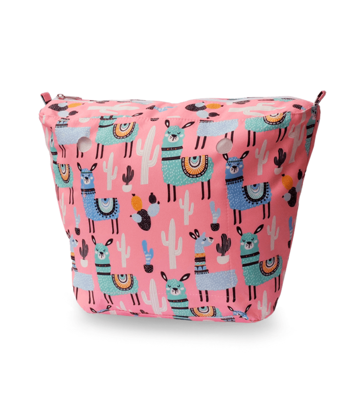 recheio para bolsa customizável b.uniq modelo b.super na cor rosa com estampa de lhamas