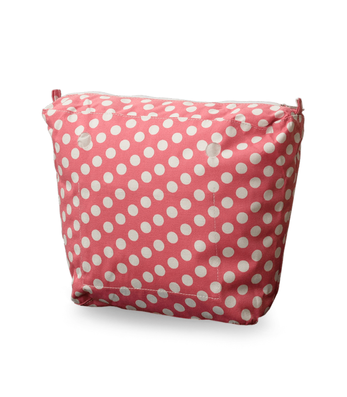 recheio para bolsa customizável b.uniq modelo b.super com estampa poá rosa e branco