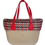 Look b.super Caqui, Pala Xadrez Vermelha e Azul e Alça de Ombro Anel Vermelha