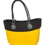 Look b.super Mostarda, Pala Tricot Preta e Alça Anel Corda Preta