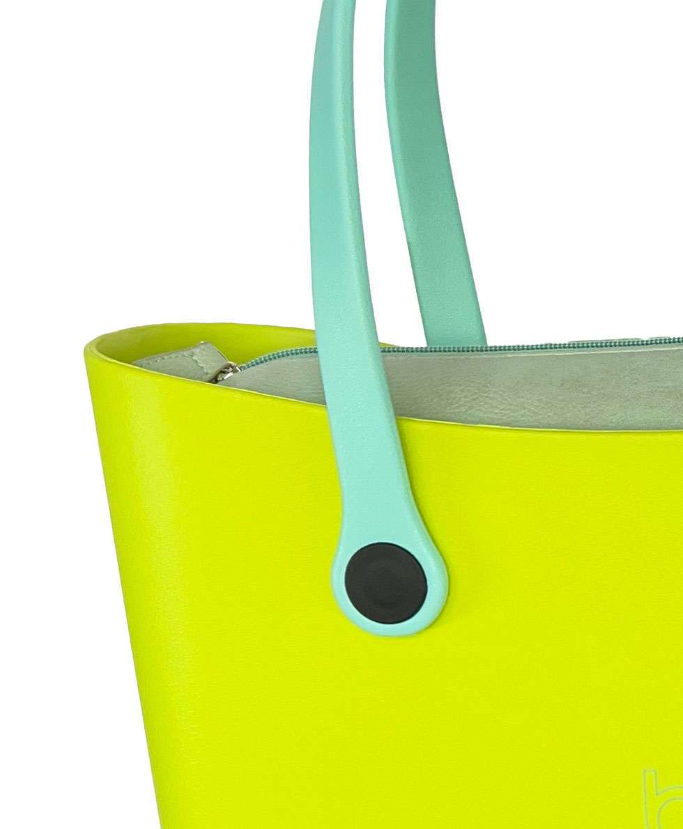 Look b.super Verde Neon, Recheio Couro Ecológico Verde e Alça EVA Menta - Imagem 2