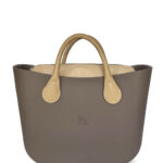 Look b.super Café, Recheio Couro Ecológico Bege e Alça Caqui