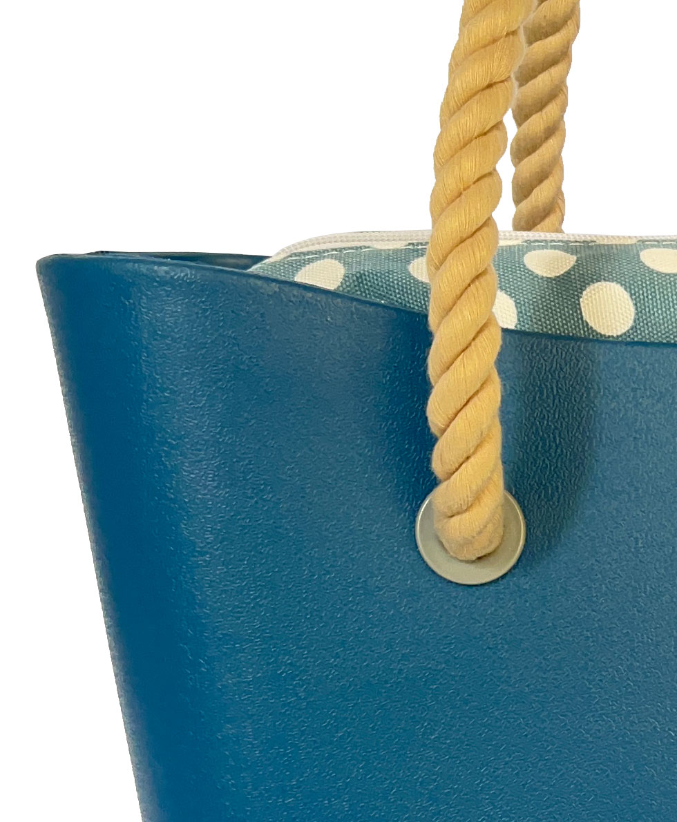 Look b.super Azul Jeans, Poá Azul Branco e Corda Crua - Imagem 3