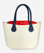 Look b.super Branco, Vermelho e Gota Jeans