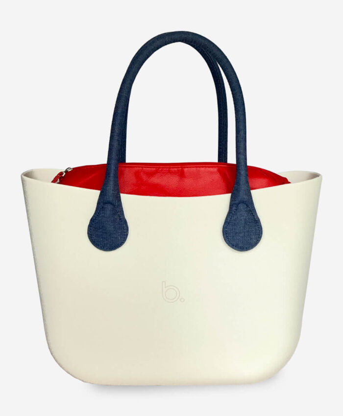 Look b.super Branco, Vermelho e Gota Jeans - Image 1